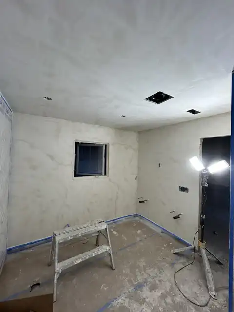 Master bathroom, level-5 finish, primer and Venetian plaster application 2026 project photo